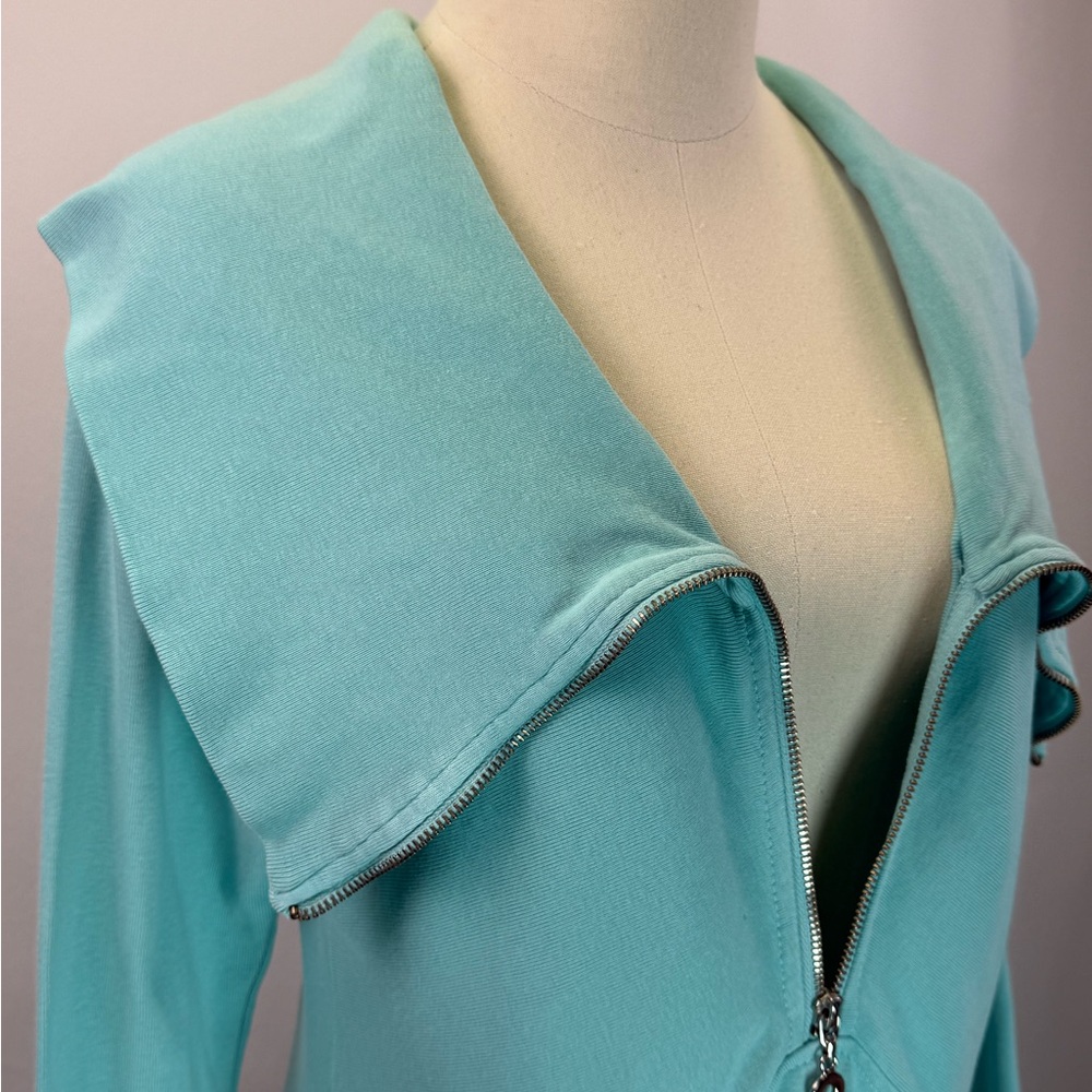 Soft Surroundings Women's Aqua Blue 1/2 Zip Cowl Neck Pullover Top Size S - Picture 5 of 7